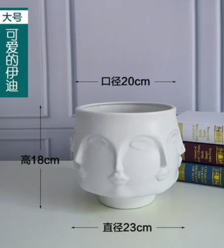 Face Ceramic Flower Pot - Home Decor Vase
