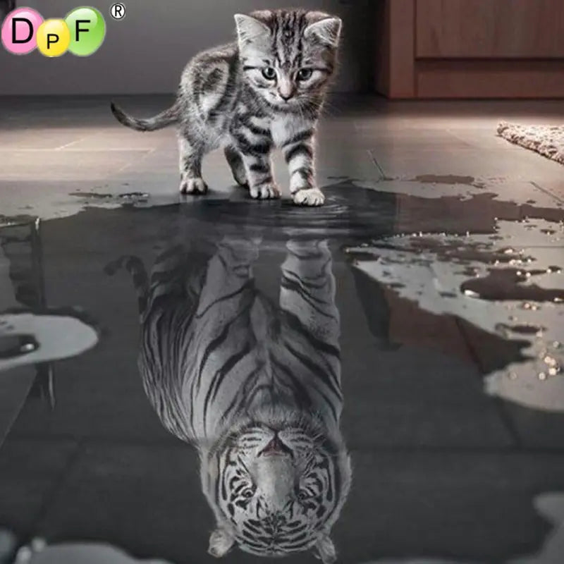Cat Reflection Diamond Painting Home Decor