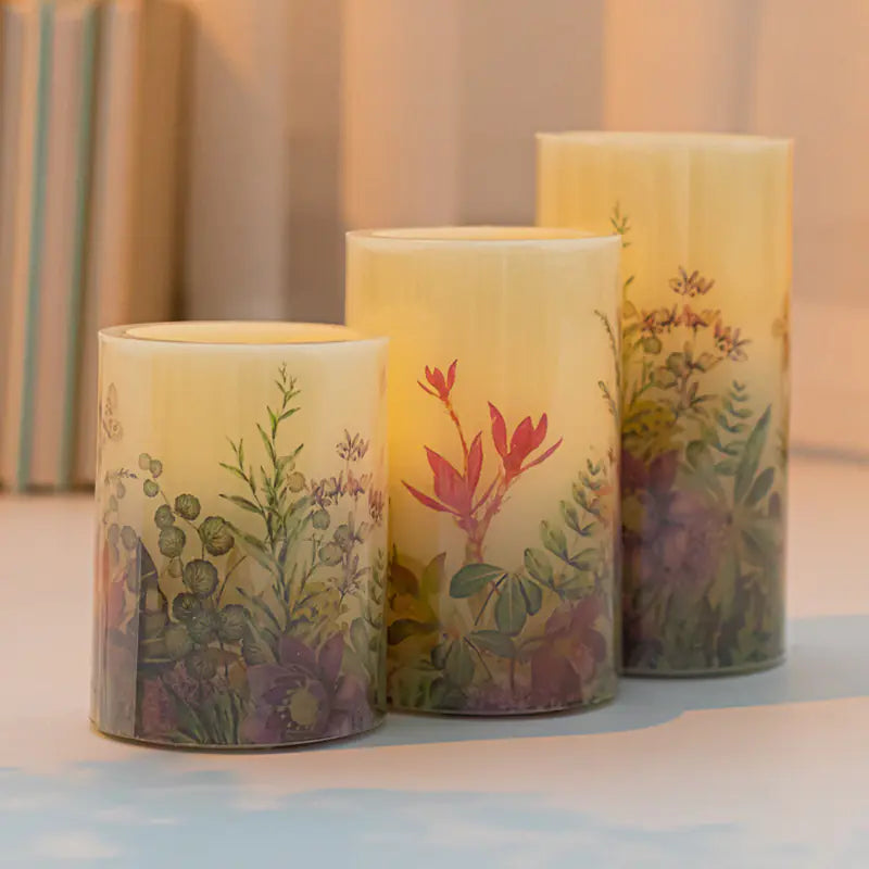 LED Electronic Candle with Spring Floral Design