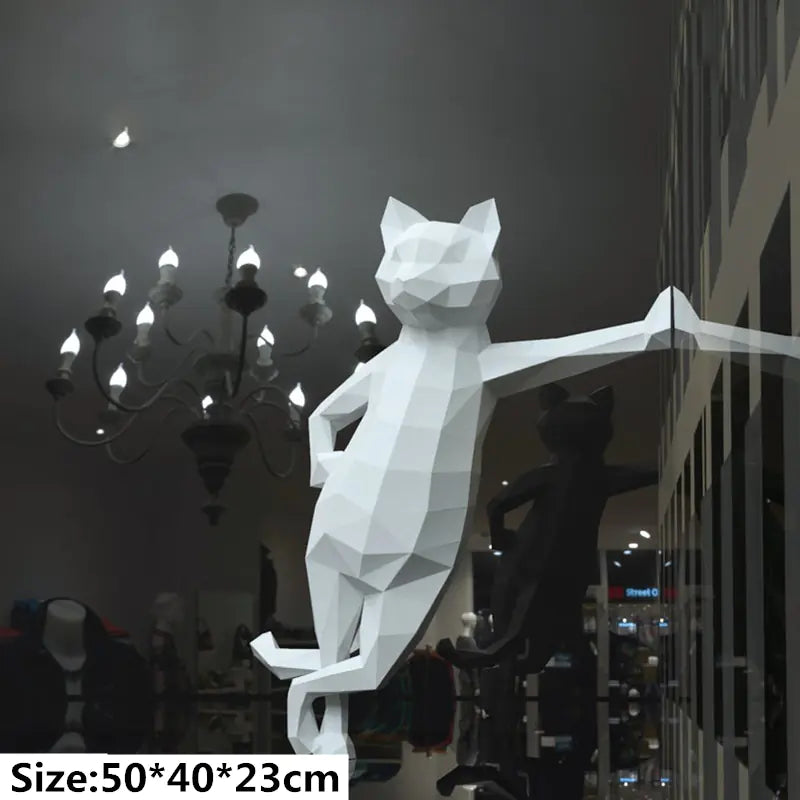 3D Geometric Origami Cat Paper Model DIY Craft Kit
